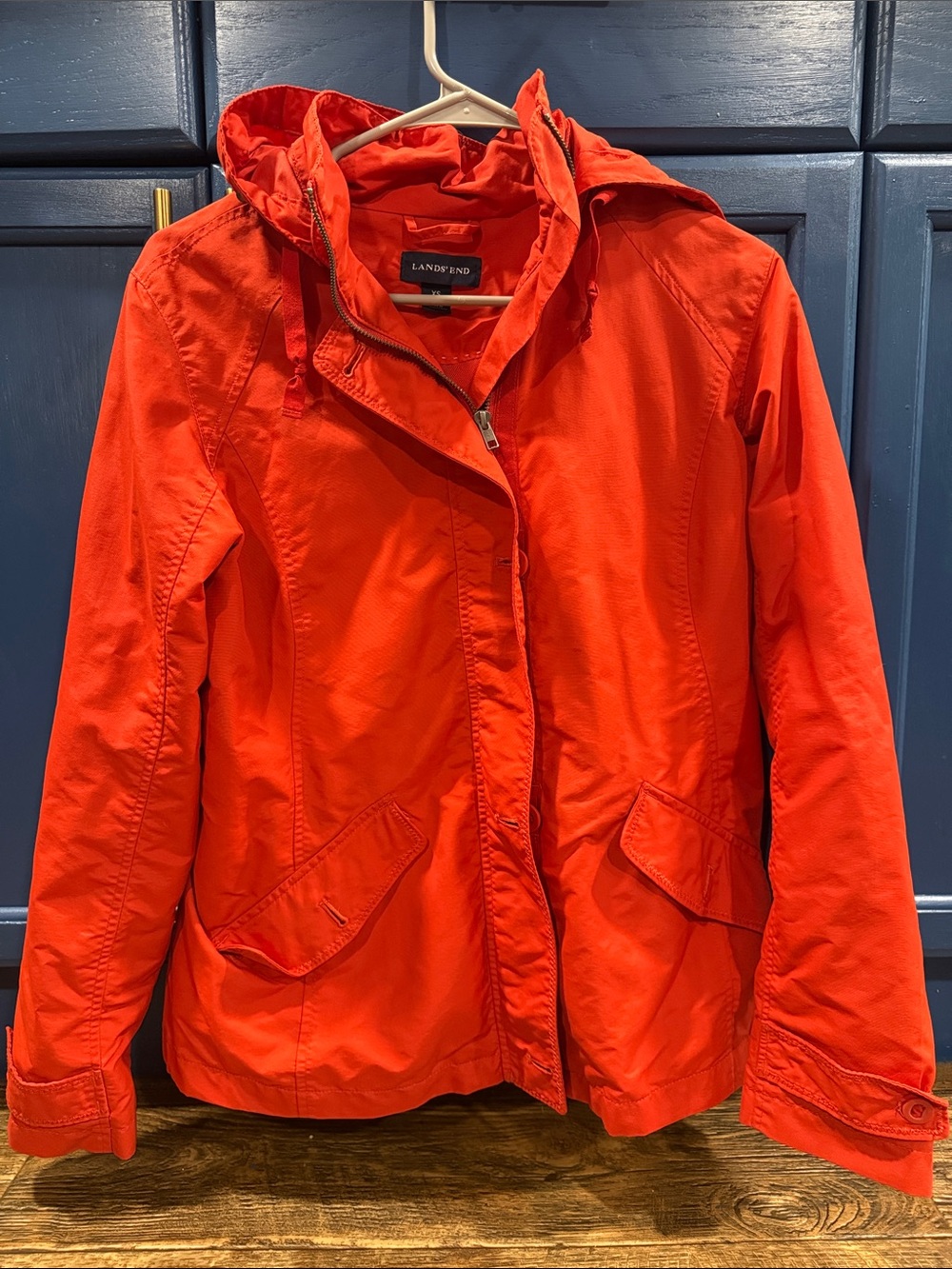 Lands' End Women's Hooded Orange Utility Jacket